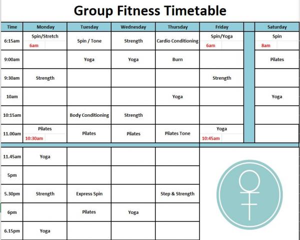 GroupFitness Timetable